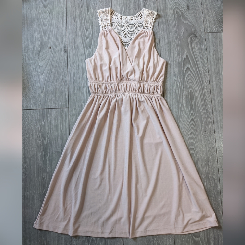 Pale Pink Crochet Back Dress